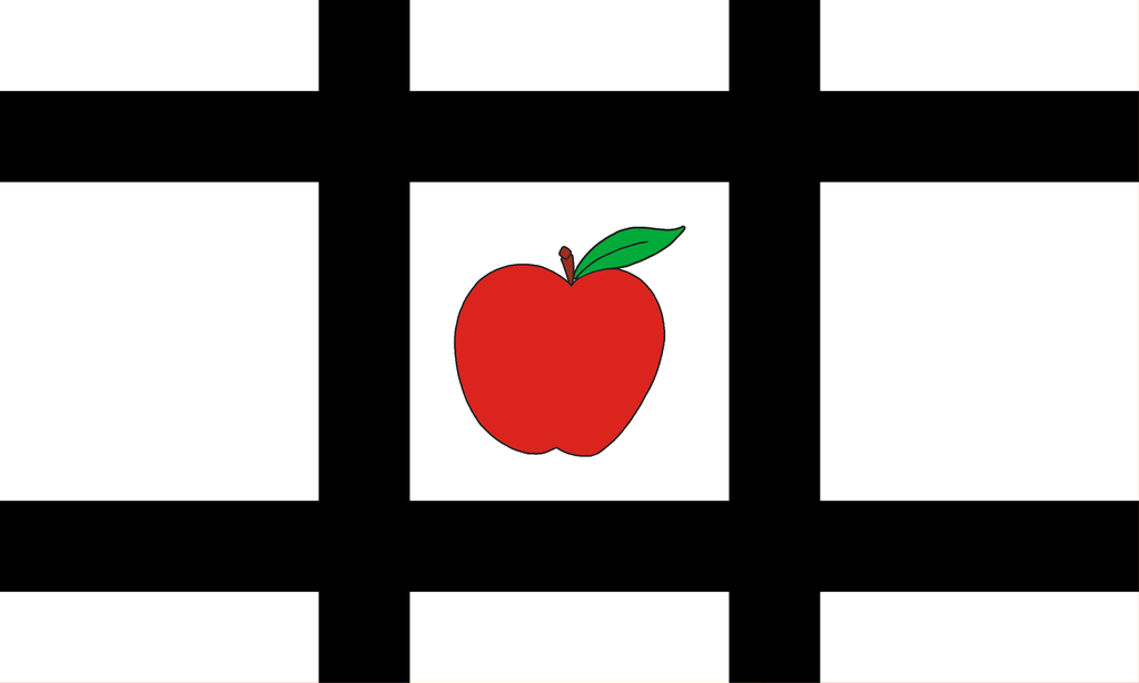 Design B- The apple surrounded by a design representing Herefordshire's black and white houses.