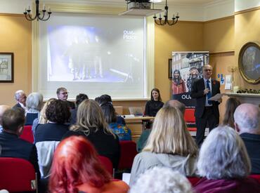 Councillor Jonathan Lester, Leader of Herefordshire Council. Our Place launch, Leominster (2024). Image courtesy of Meadow Arts. Photographer, Tegen Kimbley.