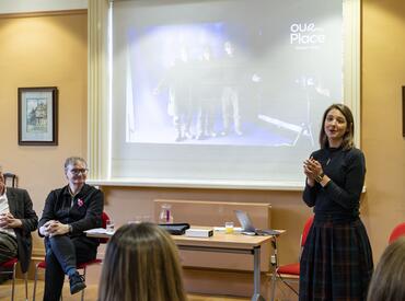 Rose Farrington, Our Place Programme Manager. Our Place launch, Leominster (2024). Image courtesy of Meadow Arts. Photographer, Tegen Kimbley