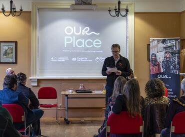 Peter Knott, Arts Council England. Our Place launch, Leominster (2024). Image courtesy of Meadow Arts. Photographer, Tegen Kimbley