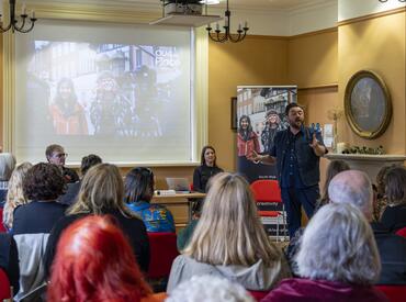 Rich Matthews, Rural Media. Our Place launch, Leominster (2024). Image courtesy of Meadow Arts. Photographer, Tegen Kimbley