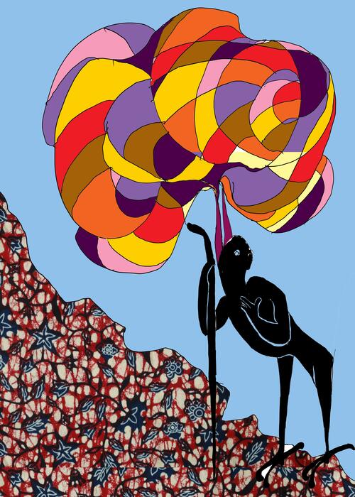 'Stork Person with Balloons (sketch)' by Yinka Shonibare